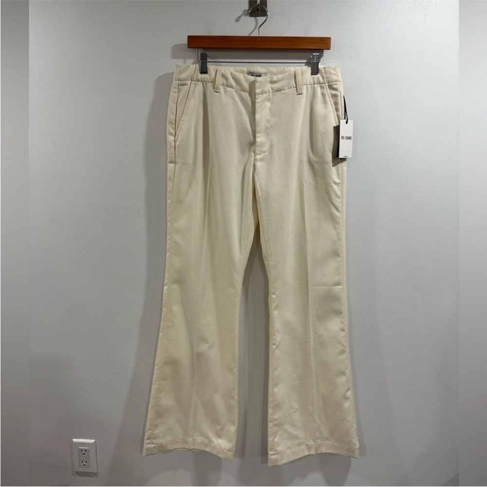 Re/Done Cream Flare Wide Leg Jeans